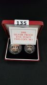 1990 SILVER PROOF 5 PENCE 2 COIN SET