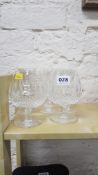 6 WATERFORD SHERRY GLASSES AND 2 BRANDY GLASSES