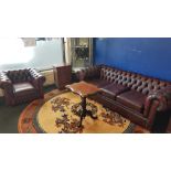 OX BLOOD LEATHER 3 SEATER SETTEE AND 1 CHAIR