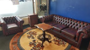 OX BLOOD LEATHER 3 SEATER SETTEE AND 1 CHAIR