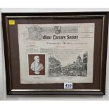 OLD FRAMED BELFAST LITERARY SOCIETY CENTENARY 1901