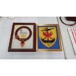 2 OLD FRAMED PAINTED FAMILY CRESTS