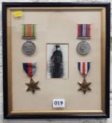 FRAMED SET OF MEDALS COMPLETE WITH SOLDIERS PHOTO