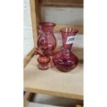 3 PIECES OF RUBY GLASS