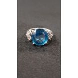 10K GOLD DIAMOND & BLUE STONE RING