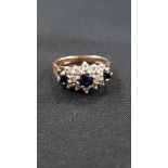 9 CARAT GOLD SAPPHIRE AND DIAMOND RING