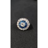 BLUE & WHITE STONE TARGET RING