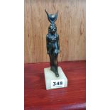 METAL SPHINX ON MARBLE BASE