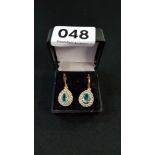 PAIR OF GOLD PLATED AQUA MARINE DROP EARRINGS