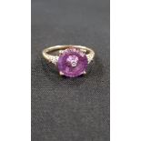 9 CARAT GOLD AMETHYST & DIAMOND RING