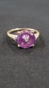 9 CARAT GOLD AMETHYST & DIAMOND RING