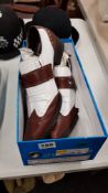 PAIR OF BROWN & WHITE COWBOY SHOES SIZE 11