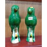 PAIR OPF MAJOLICA STYLE PARROTS