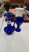 ANTIQUE BRISTOL BLUE JUG & GLASS