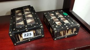 2 PORCUPINE QUILL INLAID BOXES