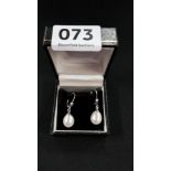 PAIR OF WHITE GOLD AND PEARL DROP EARRINGS