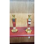 PAIR OF ART DECO COPPER AND BRASS CANDLE STICKS