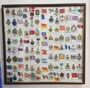 LARGE FRAMED SET OF SILKS - BRITISH ARMY REGIMENTS