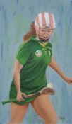 OIL ON BOARD - THE HURLEY PLAYER SIGNED REID