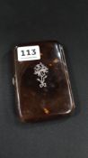 TORTOISE SHELL CARD CASE WITH SILVER INLAY