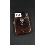 TORTOISE SHELL CARD CASE WITH SILVER INLAY