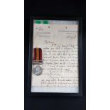 QUEEN SOUTH AFRICA MEDAL 2 BAR 27830 SPR F J EVANS RE WITH LETTER FROM CHATHAM RE HIS DEATH