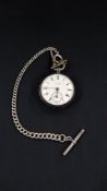 SILVER POCKET WATCH AND CHAIN