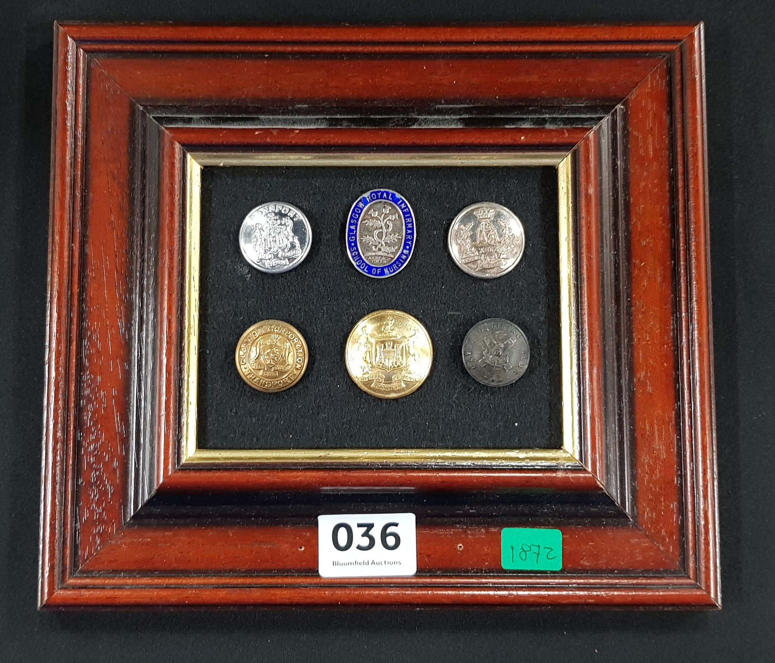 FRAMED BUTTONS AND BADGES