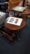 2 SMALL ANTIQUE TABLES AND MAGAZINE RACK