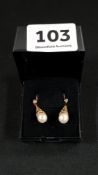 PAIR 9 CARAT GOLD AND PEARL EARRINGS