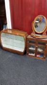 ART DECO BOOKCASE, BOOKCASE AND TOILET MIRROR