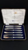 CASED SET OF 6 SILVER HANDLED BUTTER KNIVES
