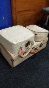 MID CENTURY SUITCASE, 2 VANITY CASES AND CONTENTS