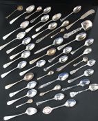 LARGE BAG OF ANTIQUE SILVER AND OTHER SPOONS