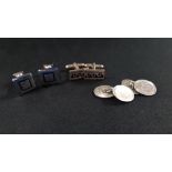 3 PAIRS OF CUFFLINKS ( 2 PAIRS ARE SILVER)