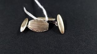 OLD GOLD ON SILVER CUFFLINKS