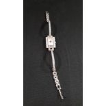 VINTAGE SILVER ELIZABETH EMANUEL WATCH WITH CLEAR CRYSTALS