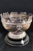 SUPERB SILVER ROSE BOWL, SOLID SILVER WITH DETACHABLE MATCHING SILVER RIM ON PLYNTH, LONDON 1878/