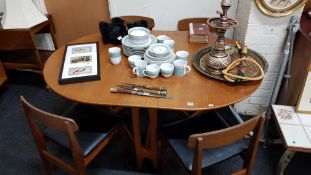 MID CENTURY DINING TABLE AND 4 CHAIRS
