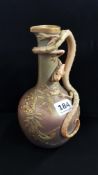 ANTIQUE HAND PAINTED AND GILDED ROYAL WORCESTER LIZARD VASE 9'