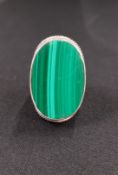 SILVER AND MALACITE RING