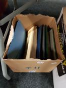 STAMP COLLECTION IN 4 ALBUMS, LARGE BOX OF STAMPS, SELECTION OF STAMPED ENVELOPES