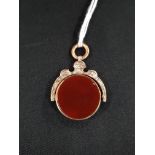 ANTIQUE 9 CARAT GOLD BLOODSTONE AND CARNELION FOB