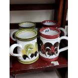 4 MID CENTURY DENBY TANKARDS