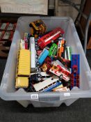 EXTREMELY LARGE BOX LOT OF MODEL CARS, BUSES, TRUCKS ETC