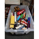 EXTREMELY LARGE BOX LOT OF MODEL CARS, BUSES, TRUCKS ETC