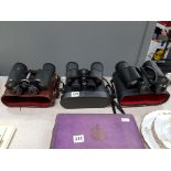 3 PAIRS OLD CASED BINOCULARS