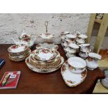 ROYAL ALBERT TEASET AND EXTRA PLATES, TEAPOT AND CAKE STAND