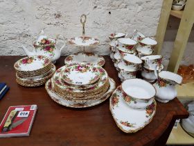 ROYAL ALBERT TEASET AND EXTRA PLATES, TEAPOT AND CAKE STAND