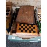 BOX OF WOODEN BOXES AND CONTENTS